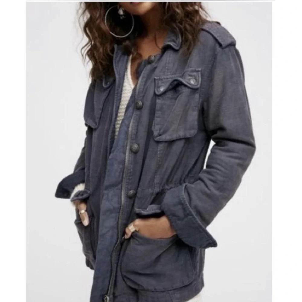 Free People Not Your Brothers Military Surplus Jacket Sz M Utility Cargo Field